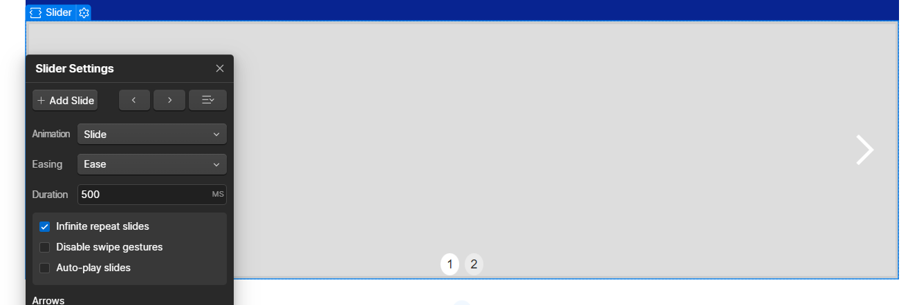 Webflow - Slider Settings