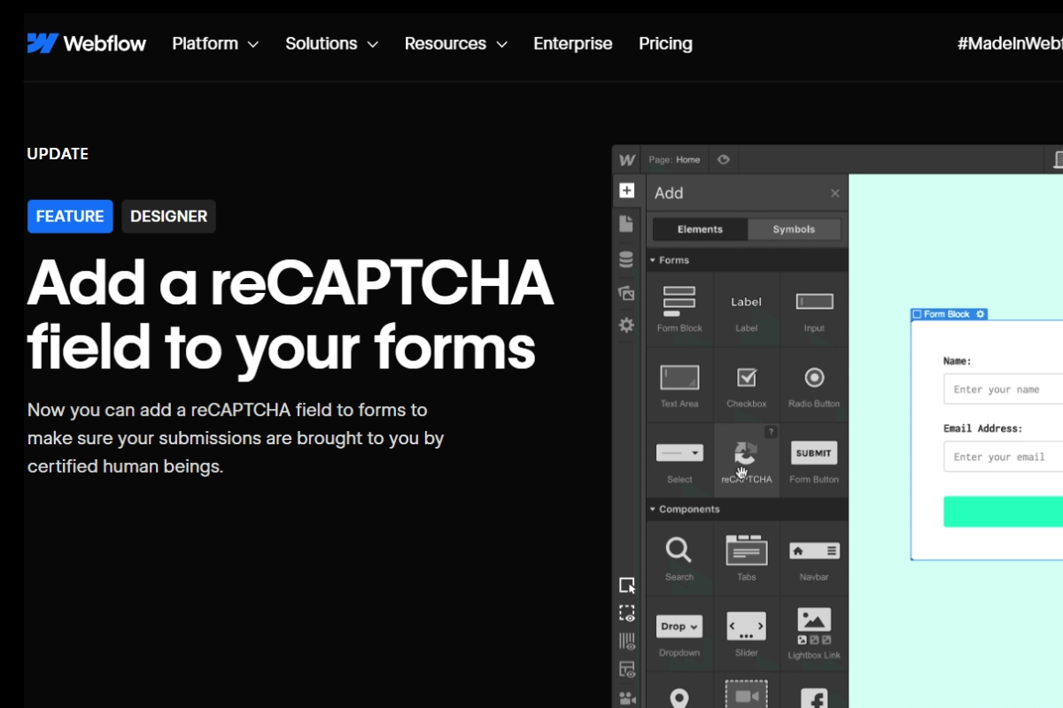 How to add Contact Form in Webflow with reCAPTCHA